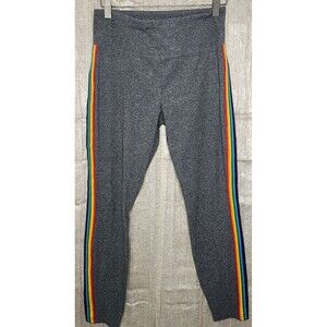 Rainbow Side Stripe High-Waist Leggings Gray Pride PLUR Yoga Workout Athleisure